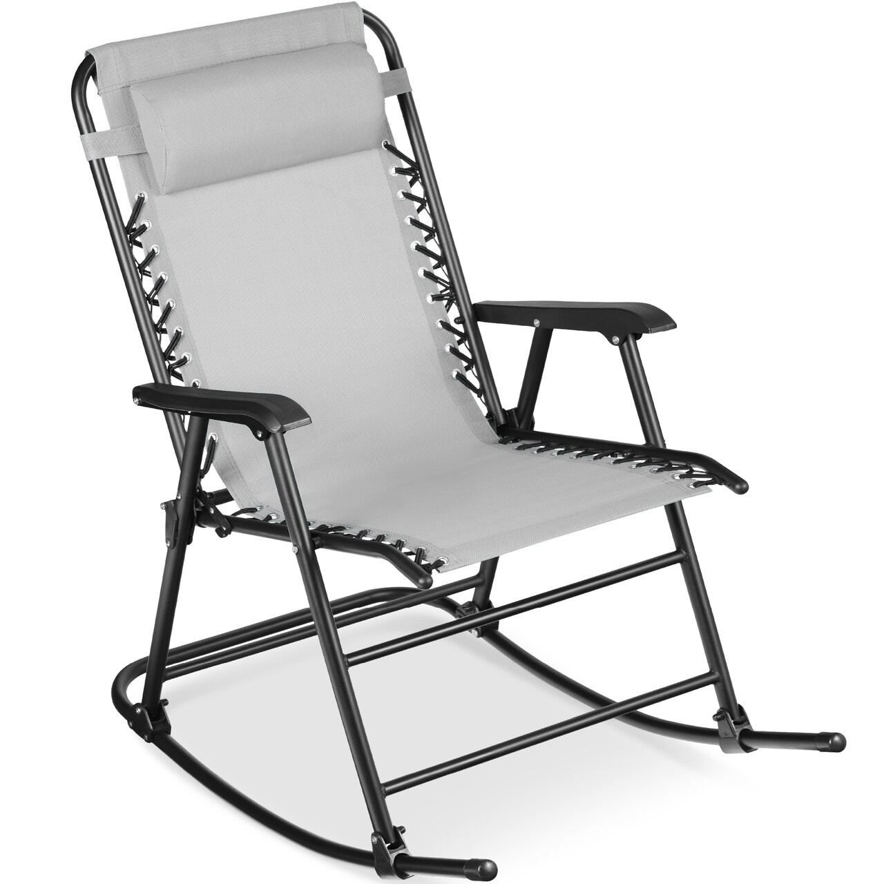 Best Choice Products Folding Outdoor Zero Gravity Rocking Lounge Chair w/ Headrest Pillow